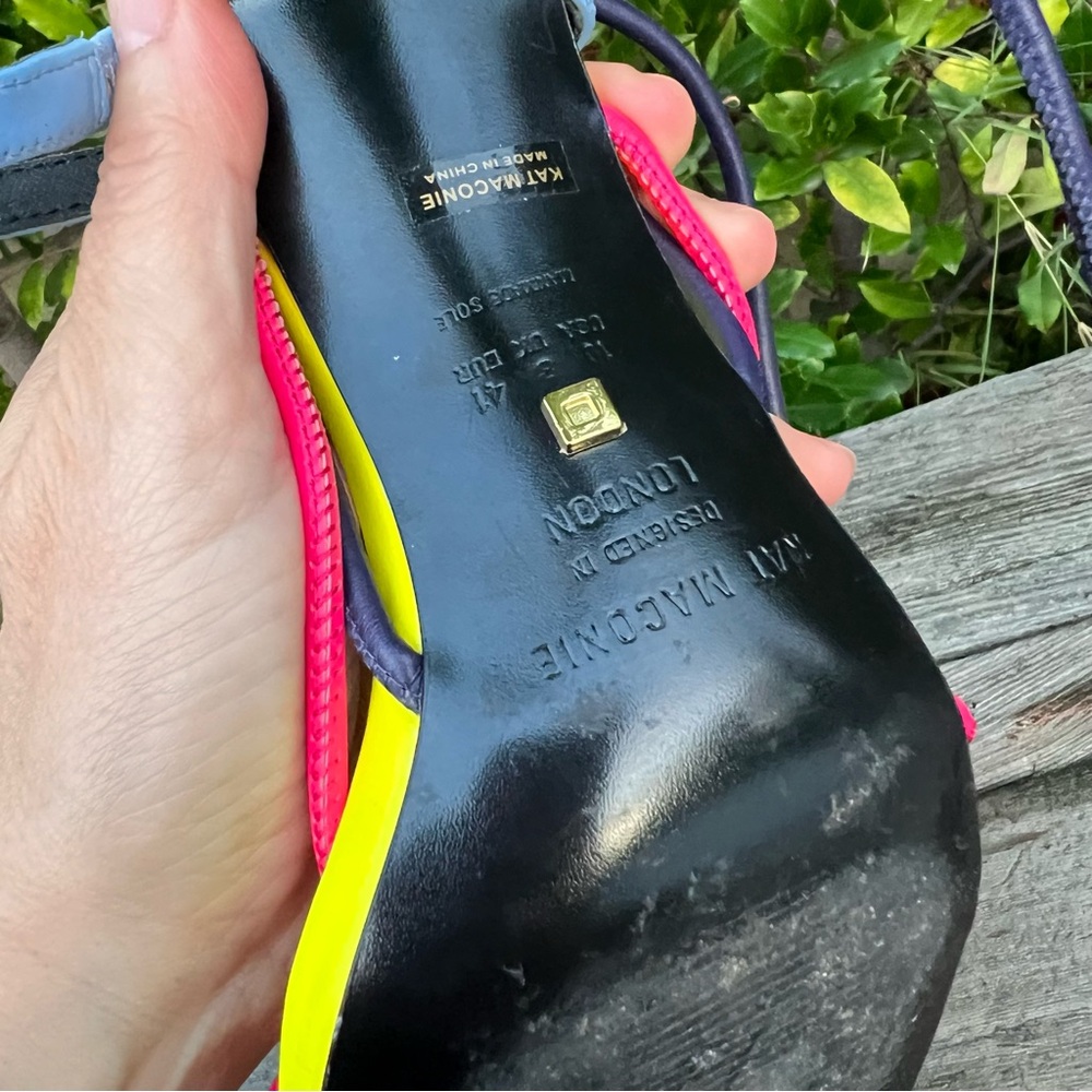 Kat Maconie Ashleigh Neon Yellow Pink Strappy Heels - Picture 11 of 14
